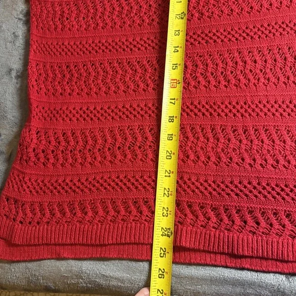 a.n.a Women's Plus Size 2X Red Open Knit  Sweater – Lightweight Layering Top - Picture 9 of 9